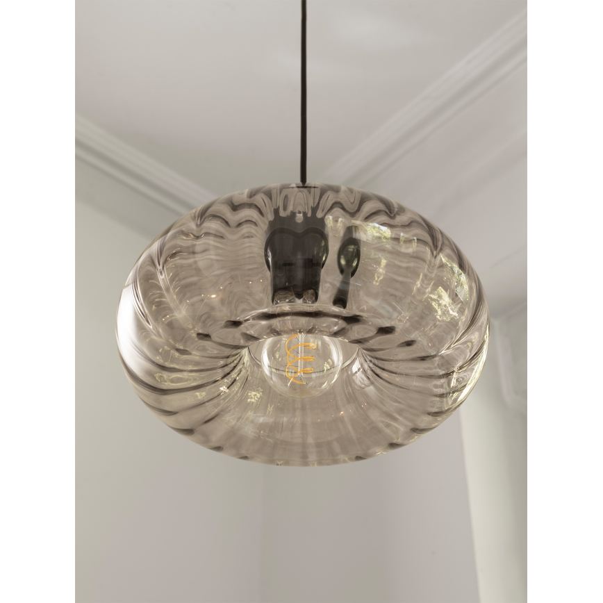 Osram - Kábeles csillár DECOR SMOKE 1xE27/12W/230V átm. 28 cm fekete/füstszürke