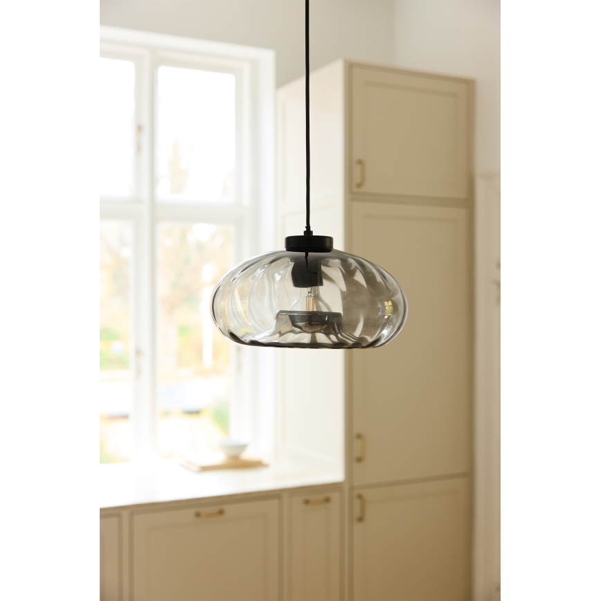 Osram - Kábeles csillár DECOR SMOKE 1xE27/12W/230V átm. 28 cm fekete/füstszürke