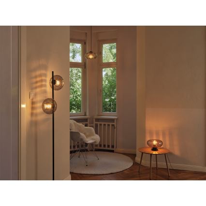 Osram - Kábeles csillár DECOR SMOKE 1xE27/12W/230V átm. 28 cm fekete/füstszürke