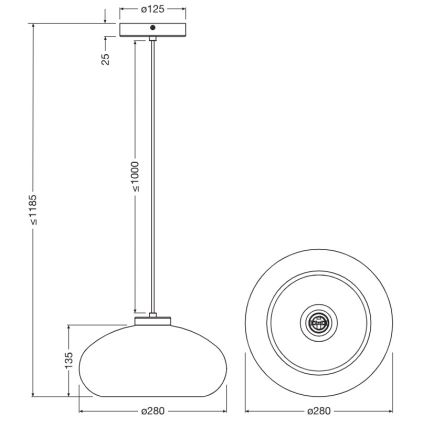 Osram - Kábeles csillár DECOR SMOKE 1xE27/12W/230V átm. 28 cm fekete/füstszürke