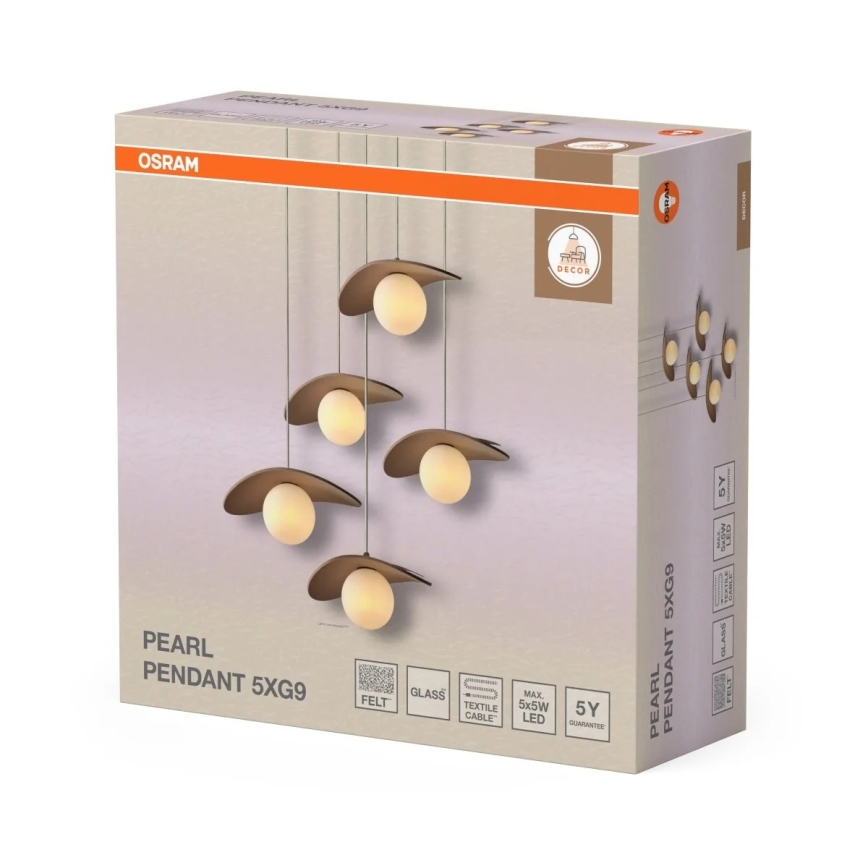 Osram - kábeles függeszték DECOR PEARL 5xG9/5W/230V bézs
