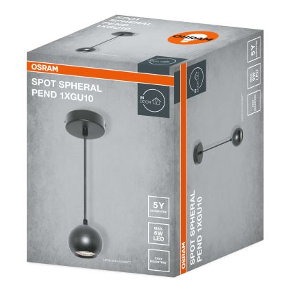 Osram - Kábeles függeszték SPOT SPHERAL 1xGU10/6W/230V fekete
