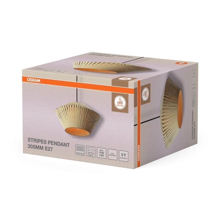 Osram - Kábeles függőlámpa DECOR STRIPES 1xE27/10W/230V átm. 30,5 cm bézs