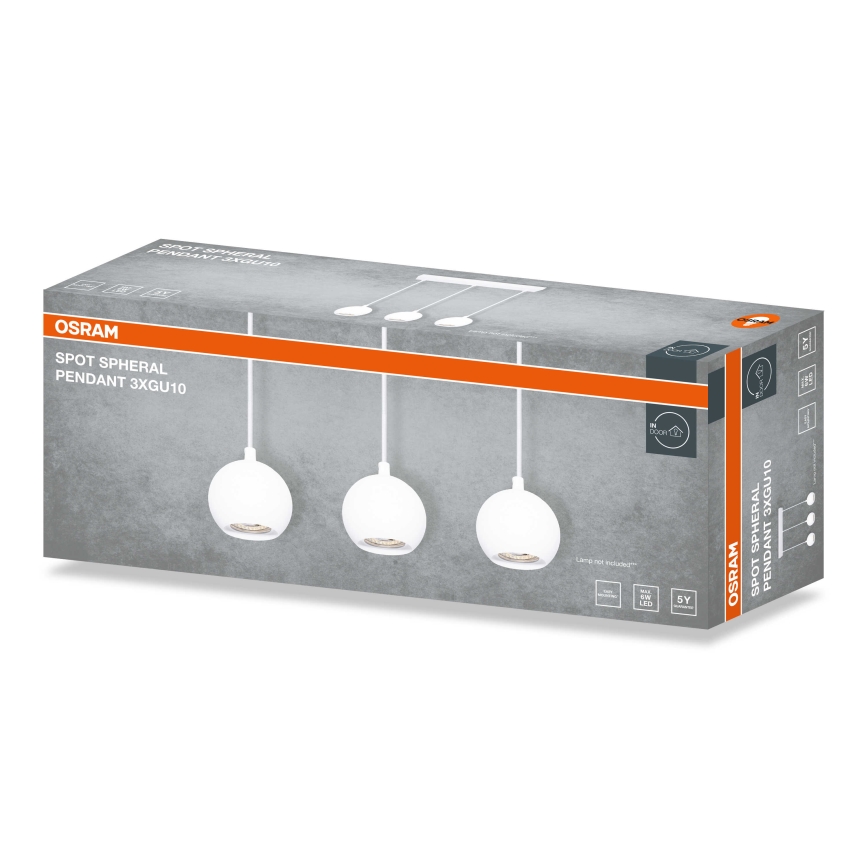 Osram - Kábelre függesztett SPOT SPHERAL csillár 3xGU10/6W/230V fehér