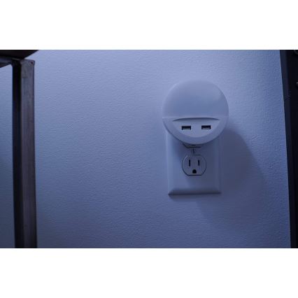 Osram - Konnektorba dugható LED éjszakai lámpa érzékelővel LUNETTA 2xUSB LED/13W/230V