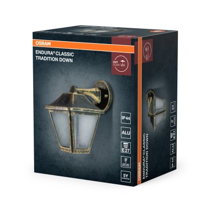 Osram - Kültéri fali lámpa TRADITION DOWN 1xE27/60W/230V IP44 patina/arany