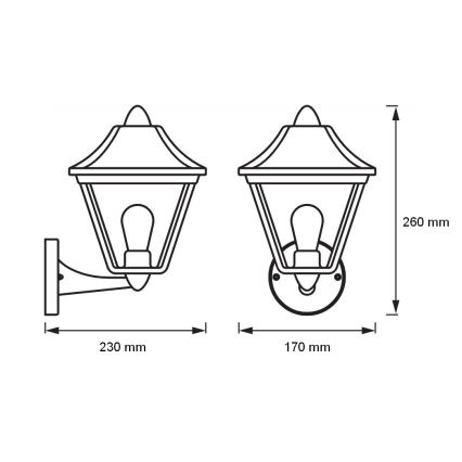 Osram - Kültéri fali lámpa TRADITION UP 1xE27/60W/230V IP44 patina/arany