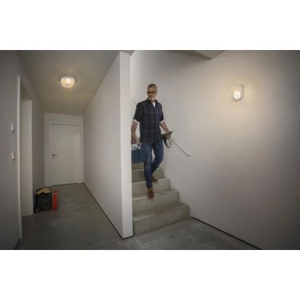 Osram - Kültéri fali lámpatest BULKHEAD 1xE27/10W/230V átmérő 19 cm IP54 fehér