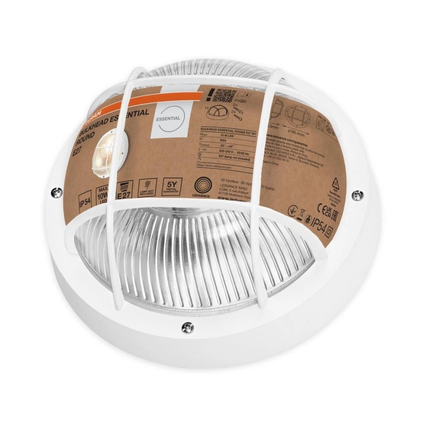Osram - Kültéri fali lámpatest BULKHEAD 1xE27/10W/230V átmérő 19 cm IP54 fehér