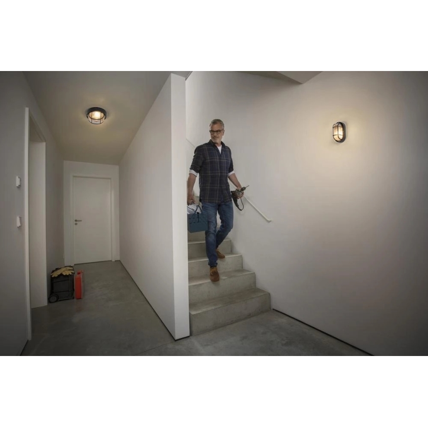 Osram - Kültéri fali lámpatest BULKHEAD 1xE27/10W/230V Ø 19 cm IP54 fekete