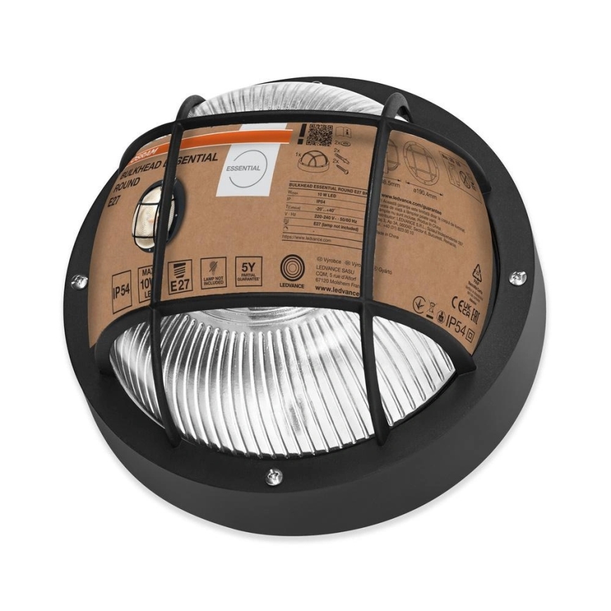 Osram - Kültéri fali lámpatest BULKHEAD 1xE27/10W/230V Ø 19 cm IP54 fekete