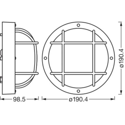 Osram - Kültéri fali lámpatest BULKHEAD 1xE27/10W/230V Ø 19 cm IP54 fekete