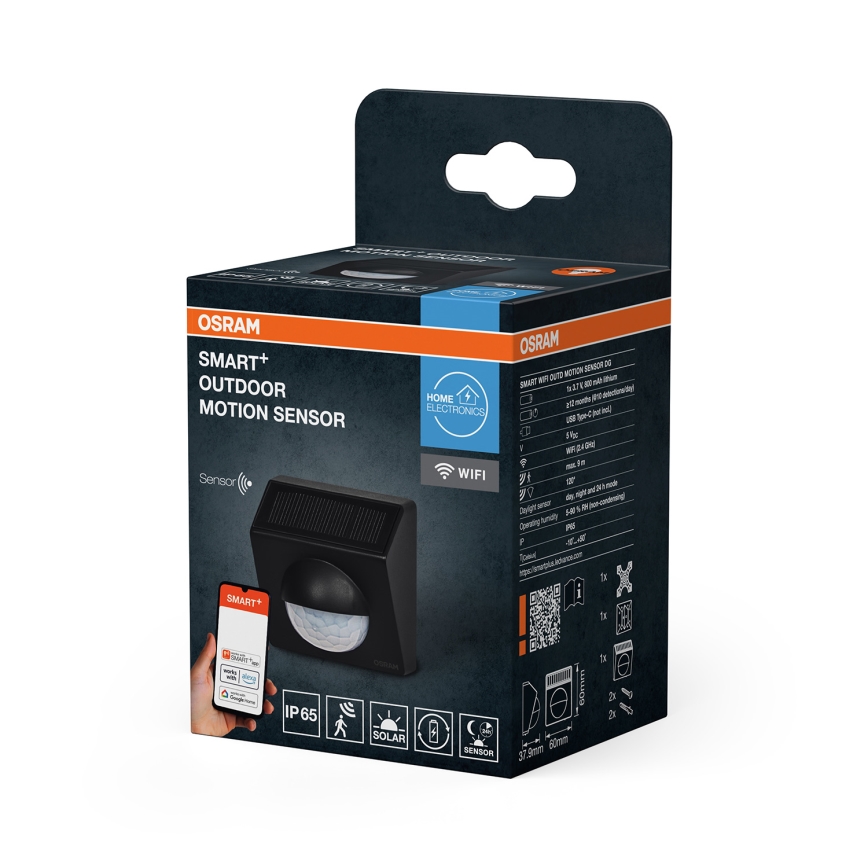 Osram - Kültéri napelemes mozgásérzékelő SMART+ 3,7V antracit IP65 Wi-Fi 800 mAh