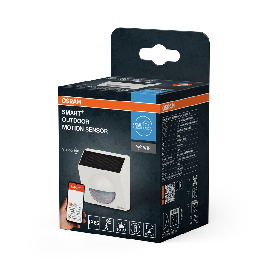 Osram - Kültéri napelemes mozgásérzékelő SMART+ 3,7V fehér IP65 Wi-Fi 800 mAh
