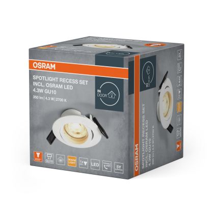 Osram - LED álmennyezeti lámpatest SPOT 1xGU10/4,3W/230V 2700K CRI 90 fehér