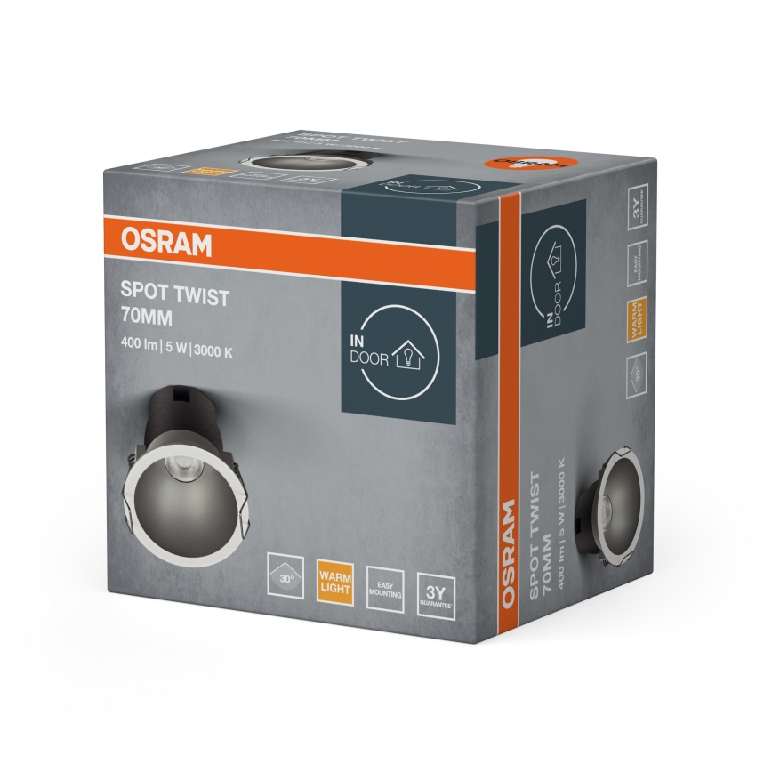 Osram - LED süllyesztett lámpatest SPOT TWIST LED/5W/230V 3000K átm. 7 cm fehér/ezüst
