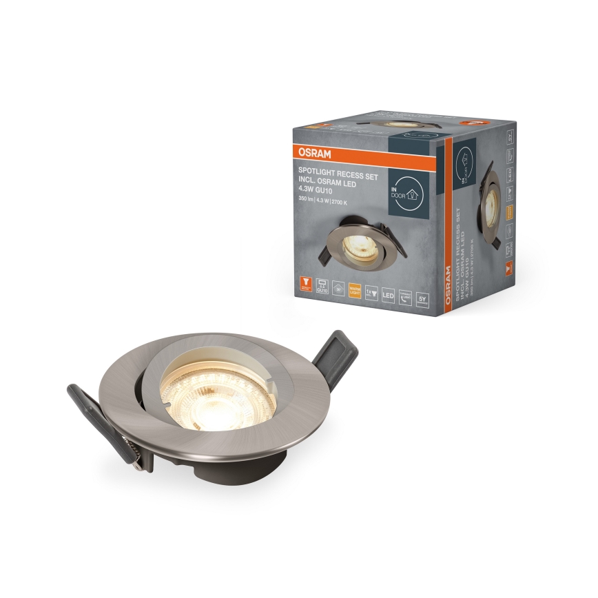 Osram - LED beépíthető spotlámpa 1xGU10/4,3W/230V 2700K CRI 90 matt króm