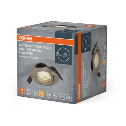 Osram - LED beépíthető spotlámpa 1xGU10/4,3W/230V 2700K CRI 90 matt króm