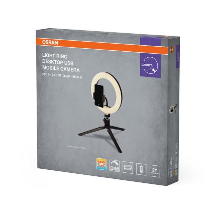 Osram - dimmelhető LED asztali lámpa állvánnyal és vlogoláshoz tartóval LED/5,5W/USB 3000-6500K 210 mAh