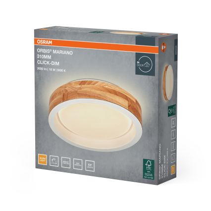 Osram - LED Dimmelhető mennyezeti lámpa MARIANO LED/16W/230V átm. 31 cm tölgy/fehér