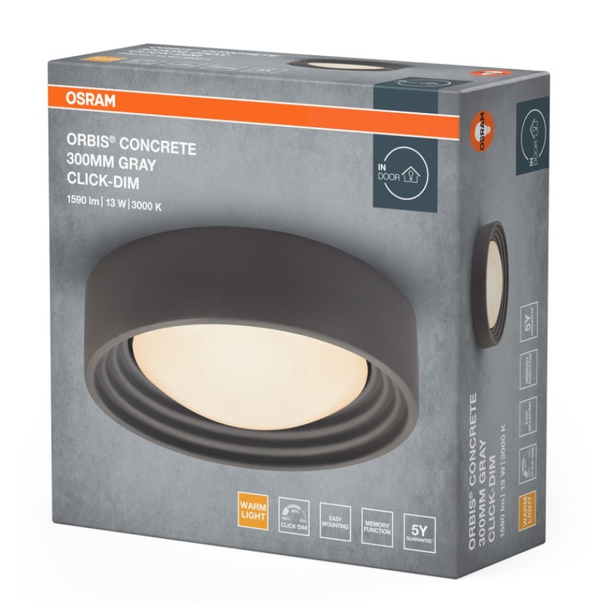 Osram - LED dimmelhető mennyezeti lámpatest ORBIS CONCRETE LED/13W/230V átm. 30 cm szürke/beton