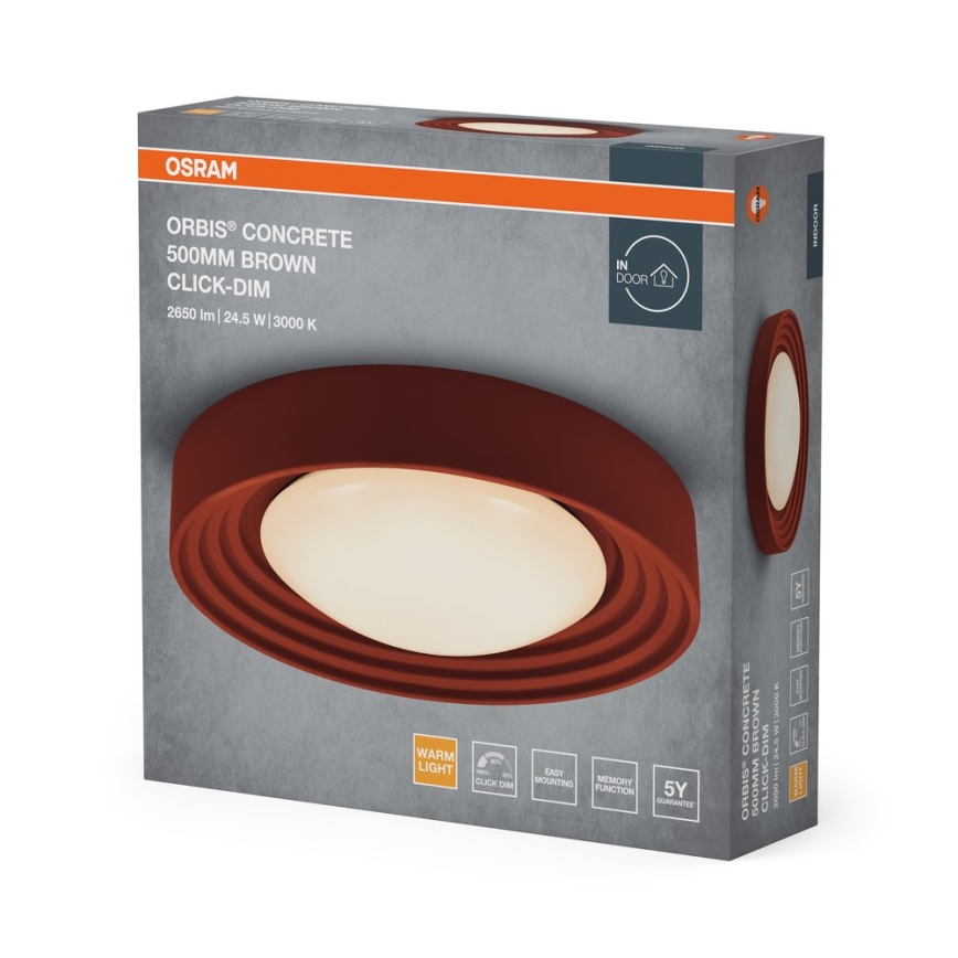 Osram - LED dimmelhető mennyezeti lámpa ORBIS CONCRETE LED/24,5W/230V átm. 50 cm barna/beton