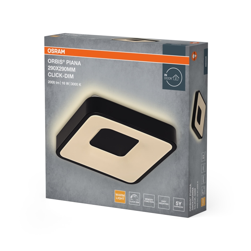Osram - LED Dimmelhető mennyezeti lámpa ORBIS PIANA LED/16W/230V 29x29 cm fekete