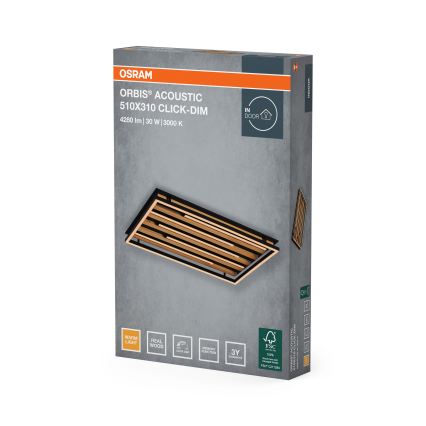 Osram - Dimmelhető LED mennyezeti lámpatest ORBIS ACOUSTIC LED/30W/230V 51x31 cm fenyő