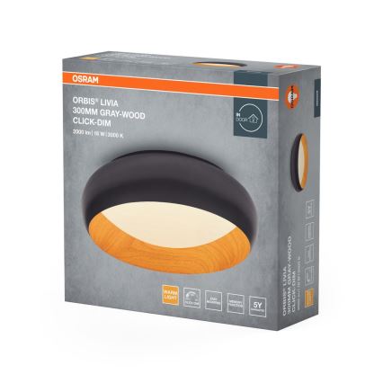 Osram - LED fényerőszabályozható mennyezeti lámpa ORBIS LIVIA LED/16W/230V átm. 30 cm antracit/barna