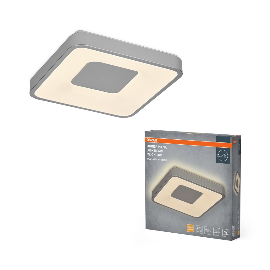 Osram - LED Fényerőszabályozható mennyezeti lámpa ORBIS PIANA LED/24W/230V 38x38 cm ezüstszínű