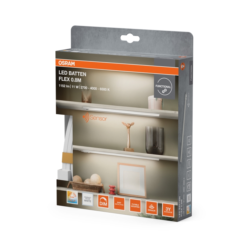 Osram - LED Fényerőszabályozható szekrény alatti lámpatest mozgásérzékelővel BATTEN LED/11W/230V 2700/4000/6500K 81,7 cm fehér