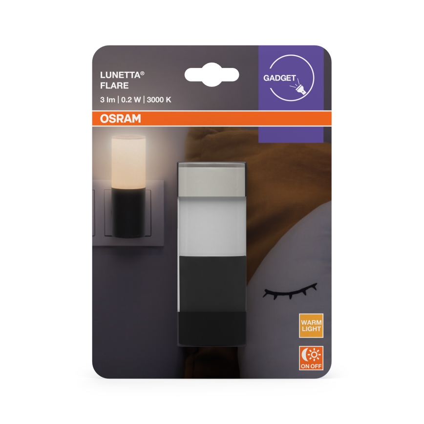 Osram - LED éjszakai lámpa alkonyérzékelővel LUNETTA LED/0,2W/230V fekete