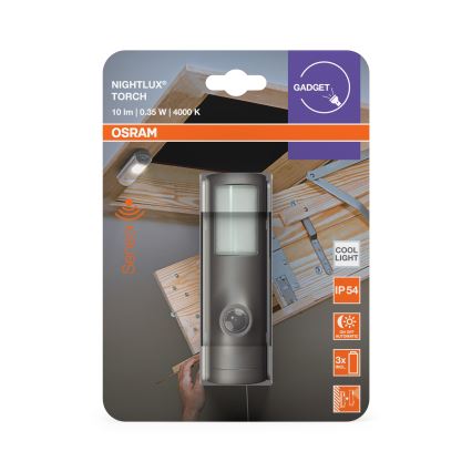 Osram - NIGHTLUX LED irányfény érzékelővel LED/0,35W/3xAAA IP54 ezüst
