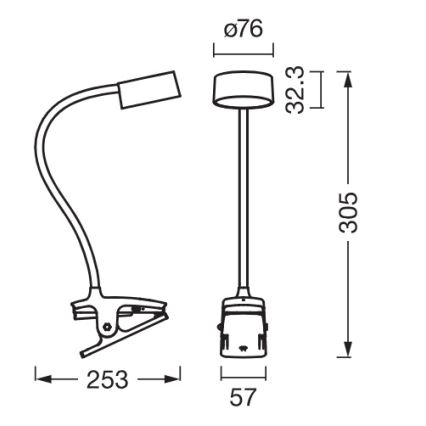 Osram - LED fényerőszabályozható csíptethető asztali lámpa OFFICE LINE LED/4,8W/230V 3000/4000/6500K fehér