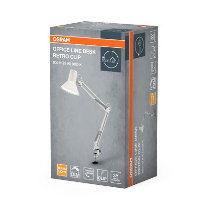 Osram - LED fényerőszabályozható csíptetős asztali lámpa OFFICE LINE LED/9W/230V 3000K fehér