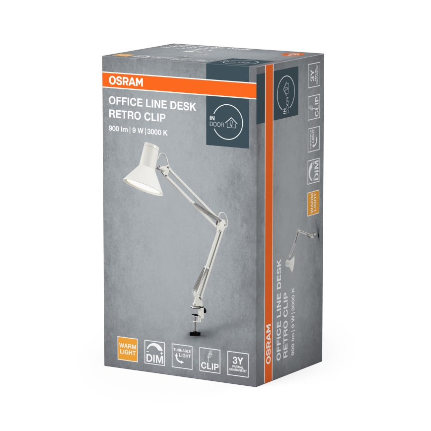 Osram - LED fényerőszabályozható csíptetős asztali lámpa OFFICE LINE LED/9W/230V 3000K fehér