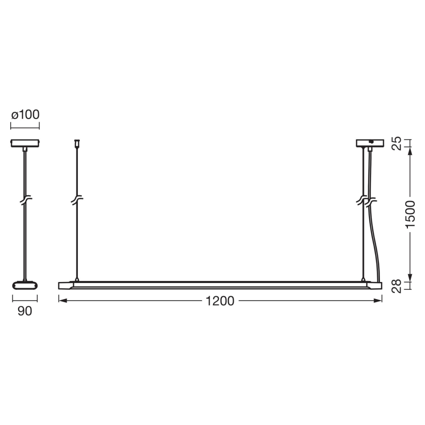 Osram - Fényerőszabályozható kábeles csillár OFFICE LINE LED/40W/230V 4000K 120 cm fekete