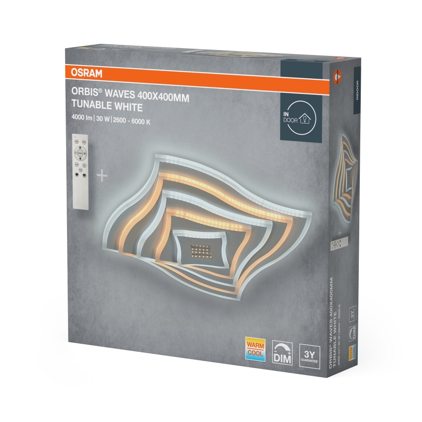 Osram - LED Dimmelhető mennyezeti lámpatest ORBIS WAVES LED/30W/230V 2600-6000K 40x40 cm fehér + távirányító