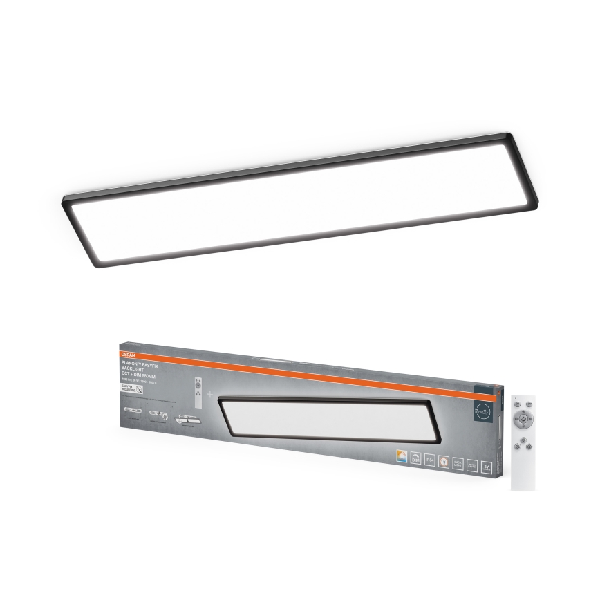 Osram - LED fényerőszabályozható fürdőszobai mennyezeti lámpatest PLANON EASYFIX LED/30W/230V 2600-6000K 20x98 cm IP54 fekete + távirányító