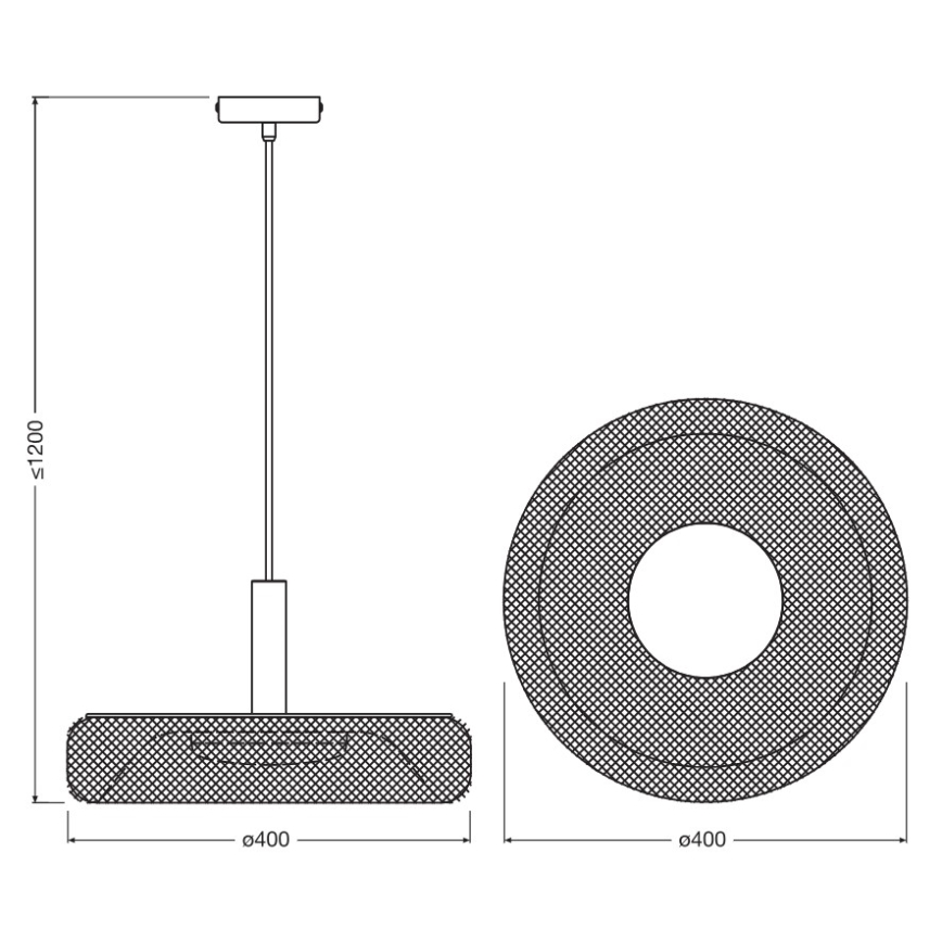 Osram - LED függeszték kábelen DECOR MESH LED/18,5W/230V átmérő 40 cm fekete/kaucsukfa