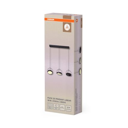 Osram - LED függeszték kábellel DECOR PUCK 3xLED/12W/230V CRI 90 fekete