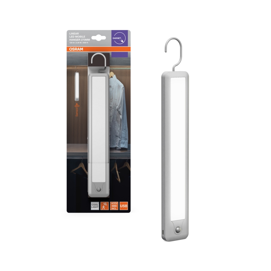 Osram - LED függesztett irányjelző lámpatest mozgásérzékelővel MOBILE LED/2,35W/5V 1000 mAh fehér
