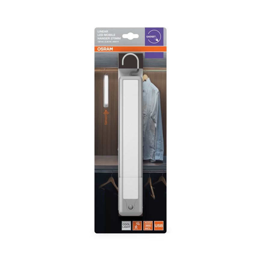 Osram - LED függesztett irányjelző lámpatest mozgásérzékelővel MOBILE LED/2,35W/5V 1000 mAh fehér