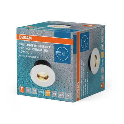 Osram - LED fürdőszobai beépíthető SPOT 1xGU10/4,3W/230V 2700K CRI 90 átm. 8,5 cm IP65 fehér