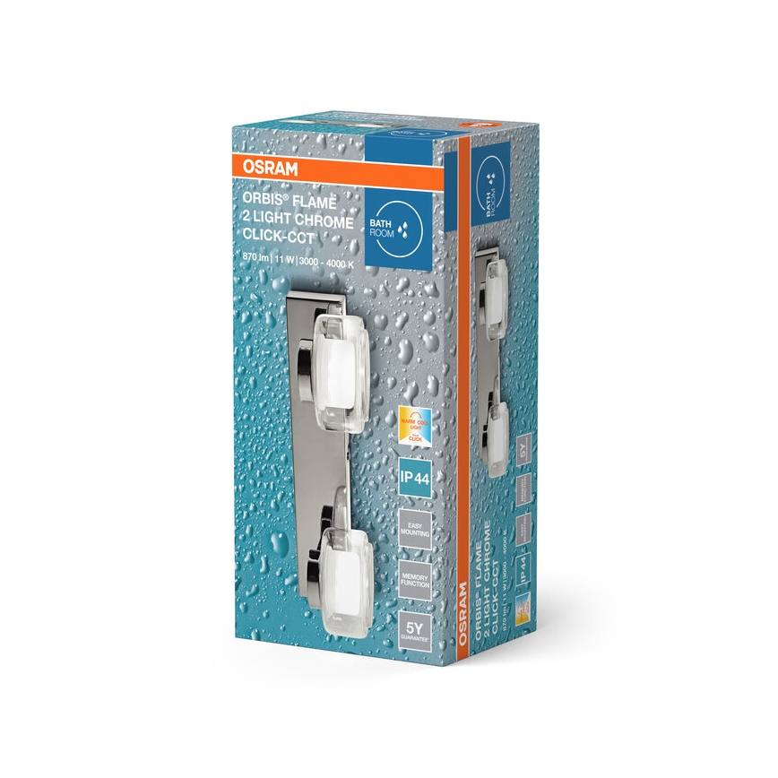 Osram - LED fürdőszobai fali lámpatest ORBIS FLAME 2xLED/5,5W/230V 3000/4000K IP44 fényes króm