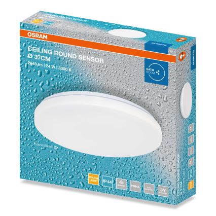 Osram - LED fürdőszobai mennyezeti lámpa alkonyatérzékelővel CEILING ROUND LED/24W/230V 3000K átm. 37 cm IP44 fehér