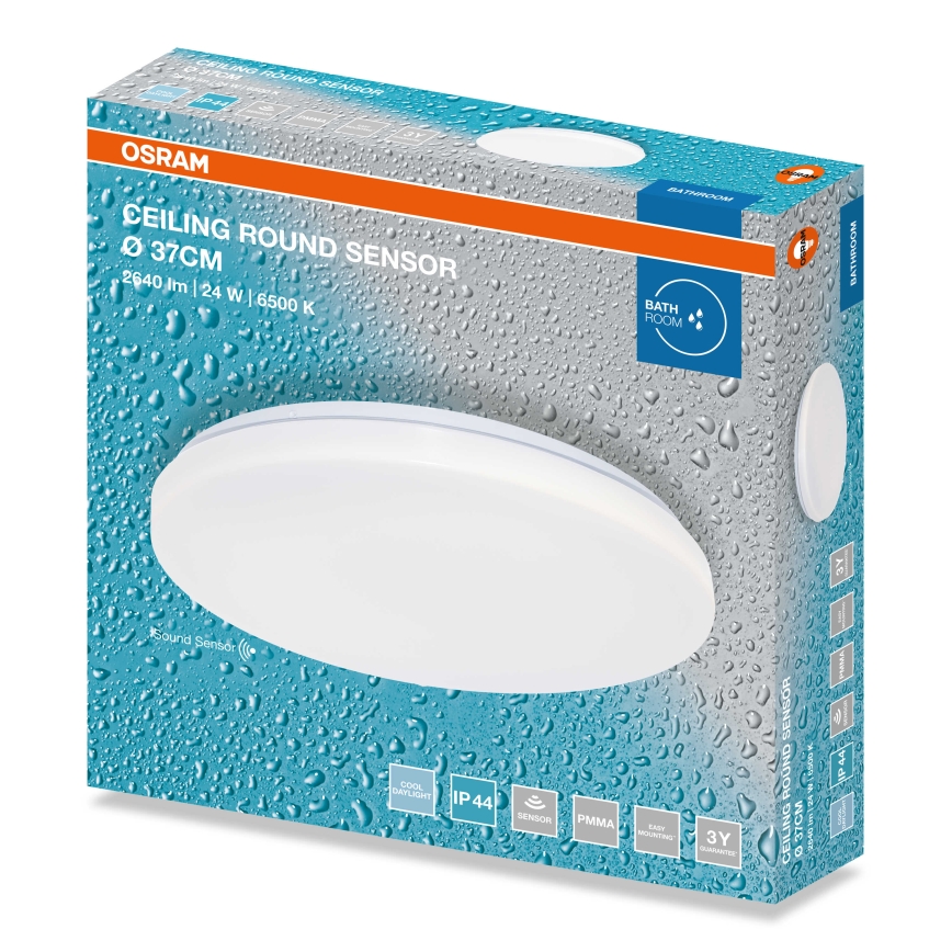 Osram - LED fürdőszobai mennyezeti lámpa alkonykapcsolóval CEILING ROUND LED/24W/230V 6500K átm. 37 cm IP44 fehér