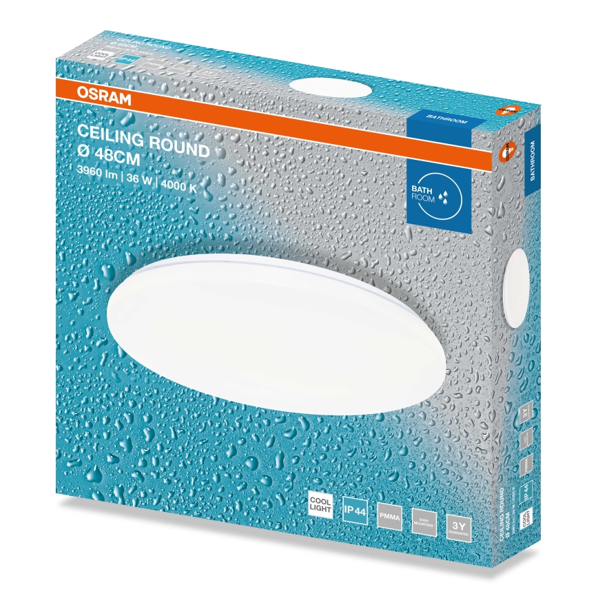 Osram - CEILING ROUND fürdőszobai mennyezeti LED-lámpatest 36W/230V, 4000K, átmérő 48 cm, IP44, fehér