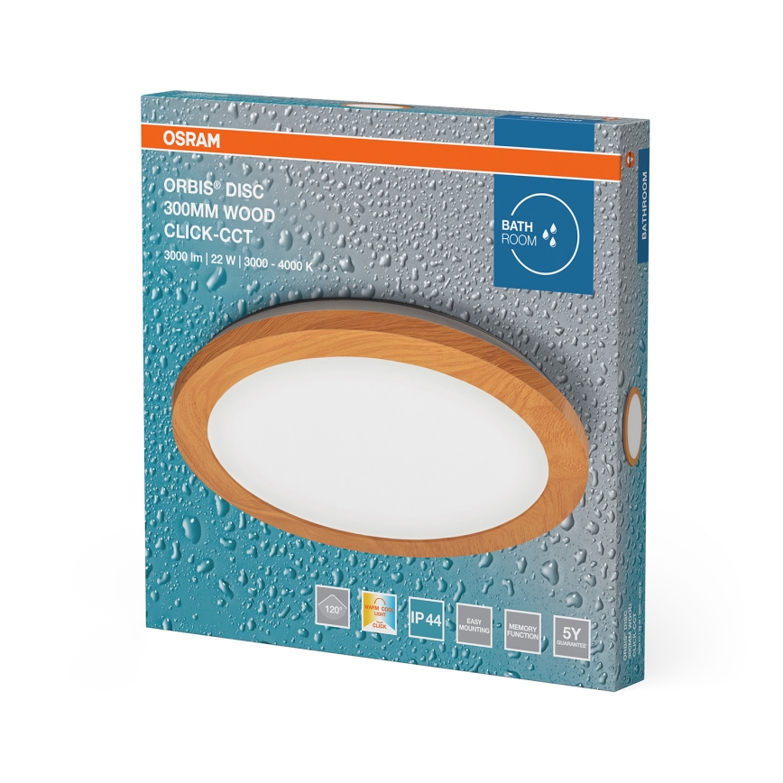 Osram - ORBIS DISC LED fürdőszobai mennyezeti lámpatest, 22W, 230V, 3000/4000K, átmérő 30 cm, IP44, barna