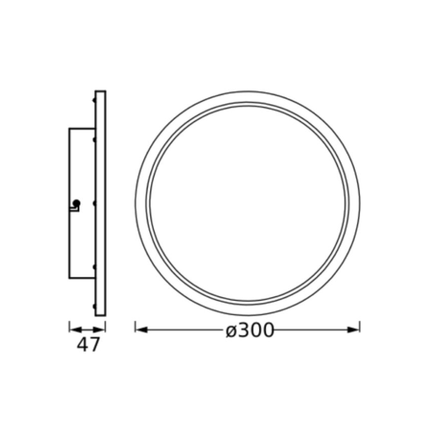 Osram - DISC LED fürdőszobai mennyezeti lámpatest, 18 W, 230 V, 3000/4000 K (meleg-/semlegesfehér), Ø 30 cm, IP44, fekete